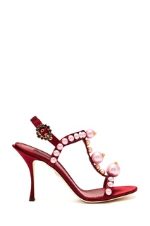Бордовые босоножки с декором Dolce & Gabbana