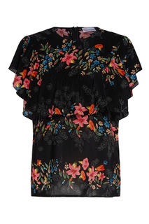 Черный топ с цветочными принтами RED Valentino