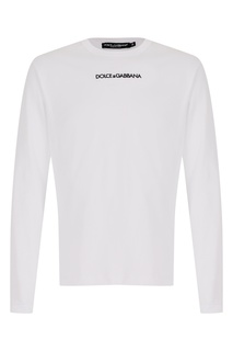Белый лонгслив с логотипом Dolce & Gabbana