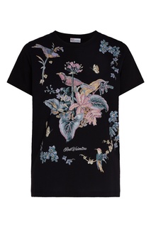 Черная футболка с красочным принтом RED Valentino