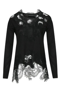 Черный джемпер с кружевом Ermanno Scervino
