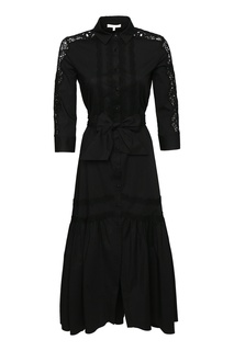 Черное платье-рубашка с кружевом Ermanno Scervino