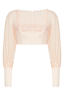 Укороченный топ розового цвета Zimmermann