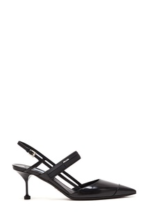 Черные туфли-слингбэки из кожи Prada