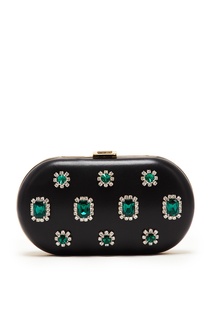 Кожаный клатч с кристаллами Prada