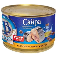 Трал Флот сайра тихоокеанская натуральная с добавлением масла, 240 г