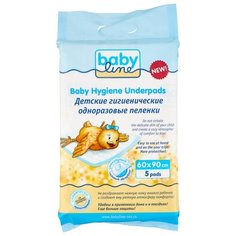 Одноразовые пеленки BabyLine пятислойные с гелевым абсорбентом 90x60 5 шт.