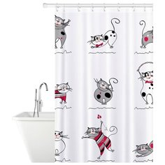 Штора для ванной Tatkraft Funny Cats 14664 180x180 многоцветный