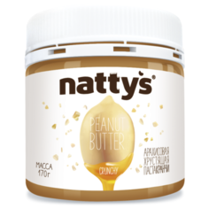 Nattys Паста арахисовая Crunchy хрустящая с кусочками арахиса и мёдом 170 г