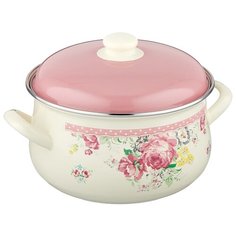 Кастрюля Savasan Романтика 1011 4,8 л, белый/розовый