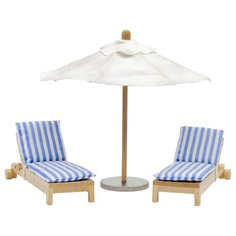 Lundby Шезлонги с зонтиком (LB_60904800) синий/коричневый/белый
