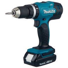 Ударная аккумуляторная дрель-шуруповерт Makita DHP453SYE 42 Н·м синий/черный
