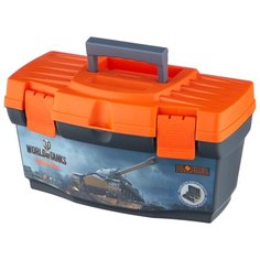 Ящик с органайзером BLOCKER World of Tanks BR5012 40.5x21.5x23 см 16 серо-свинцовый/оранжевый