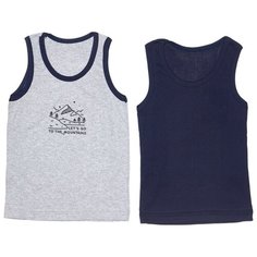 Майка Веселый Малыш 2 шт., размер 110, темно-синий/серый