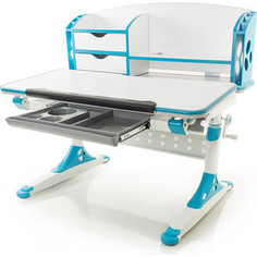 Стол Mealux Aivengo-M (BD-700) WB столешница белая, ножки белые с синими накладками