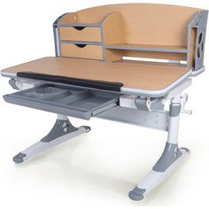 Стол Mealux Aivengo-M (BD-700) MG столешница клен, ножки белые с серыми накладками