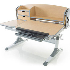 Стол Mealux Aivengo-L (BD-720) MG столешница клен, ножки белые с серыми накладками