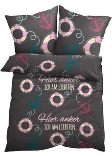 Постельное бельё с якорями и надписями Bonprix