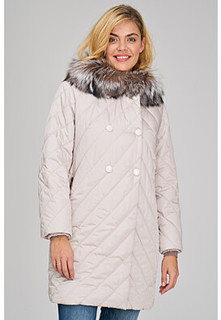 Стеганое пальто с отделкой мехом лисы Laura Bianca