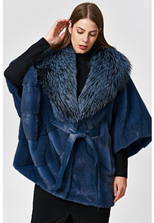 Шуба из аукционного меха норки KOPENHAGEN FUR с отделкой мехом лисы Emfasi Pelle