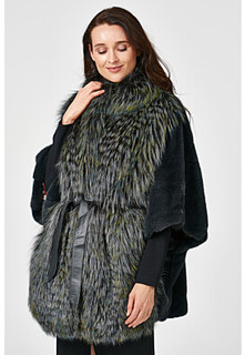 Шуба из аукционного меха норки KOPENHAGEN FUR с отделкой мехом лисы Emfasi Pelle