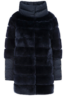 Шуба из меха кролика с комбинированными рукавами Virtuale Fur Collection