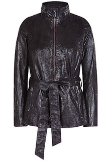 Куртка из натуральной кожи с поясом La Reine Blanche