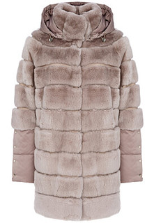 Шуба из меха кролика с комбинированными рукавами Virtuale Fur Collection