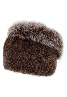 Норковая шапка с отделкой мехом песца Slava Furs