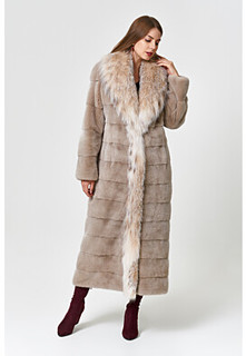 Шуба из аукционного меха норки KOPENHAGEN FUR с отделкой мехом рыси Emfasi Pelle
