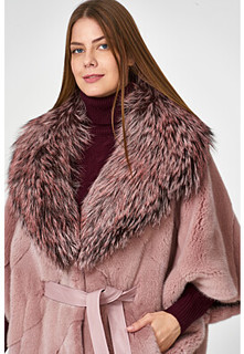 Шуба из аукционного меха норки KOPENHAGEN FUR с отделкой мехом лисы Emfasi Pelle