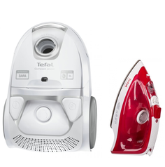 Комплект Пылесос Tefal City Space TW3927 White +Утюг Tefal FV1543 White/Red