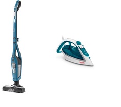 Комплект Вертикальный пылесос Tefal Dual Force 2 в 1 TY6751 Blue/Black+Утюг Tefal FV5718E0