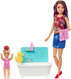 Игровой набор с куклой Barbie Барби с набором мебели Ванная FXH05