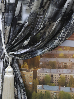 Штора Amore Mio Печать сатен 2,0*2,7 1 шт. Коричневый/серый/черный