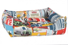 Лежак для животных PRIDE Винтаж Нью Йорк, разноцветный, 70х60х23 см