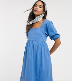 Синее свободное платье с объемными рукавами и квадратным вырезом ASOS DESIGN Maternity-Синий