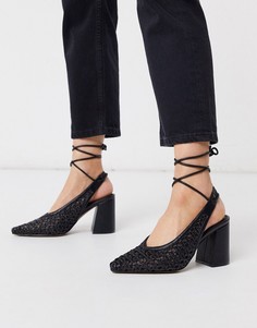 Черные туфли на каблуке с заостренным носком ASOS DESIGN-Черный