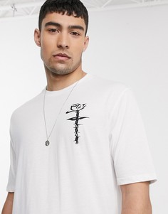 Oversized-футболка с принтом на груди Le Breve-Белый