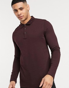 Бордовое поло с длинными рукавами Burton Menswear-Красный