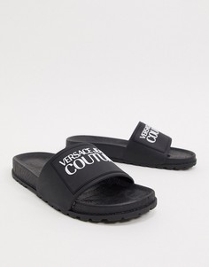 Черные шлепанцы с логотипом Versace Jeans Couture-Черный
