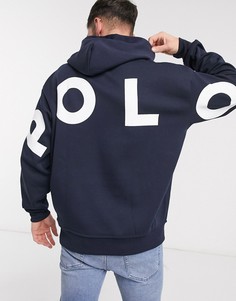 Темно-синий oversized-худи с логотипом Polo Ralph Lauren