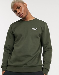 Свитшот цвета хаки с логотипом Pumа-Зеленый Puma