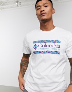 Белая футболка с принтом Columbia-Белый