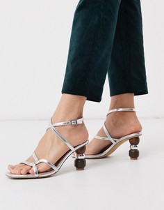 Серебристые босоножки на каблуке Who What Wear-Серебряный