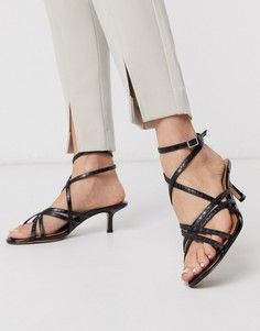 Черные сандалии с завязками на лодыжке Who What Wear-Черный