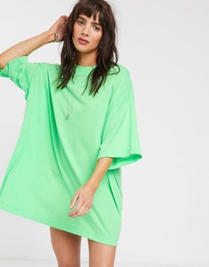 Зеленое платье-футболка oversized из органического хлопка Weekday-Зеленый