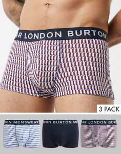 Набор из 3 боксеров-брифов с геометрическим принтом Burton Menswear-Красный