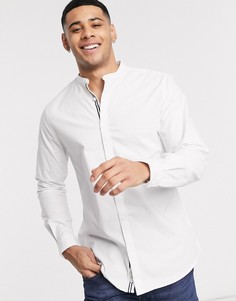 Белая узкая оксфордская рубашка с воротником на пуговице River Island-Темно-синий
