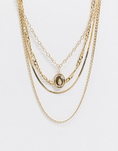 Золотистое ожерелье в несколько рядов с подвеской Pieces-Золотой
